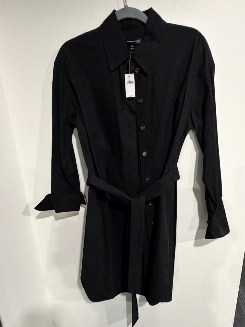 Banana Republic Black Poplin Button Down Shirt Dress